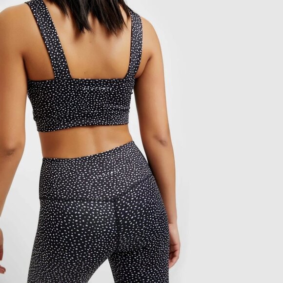 NWT All Fenix black & white polka dot racerback sports bra & 7/8 legging set, XS - Picture 5 of 16